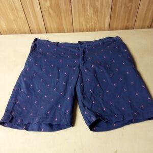 Men's Izod Navy Blue Shorts with Pink Flamingos Size 38 Preppy Hawaiian Hawaii